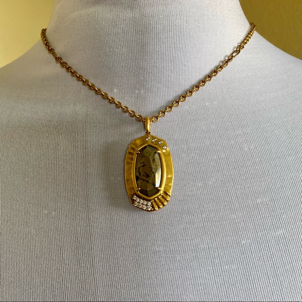 Kendra Scott Adjustable Length Anna Vintage Gold Pendant Necklace in Gold Pyrite